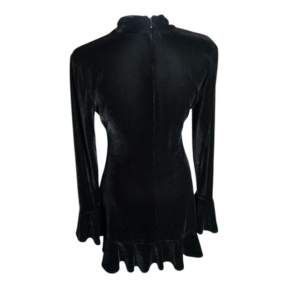 Lovers + Friends Velvet Long Sleeve Simone Ruffle‎ Cocktail Party Mini Dress M - Picture 5 of 10